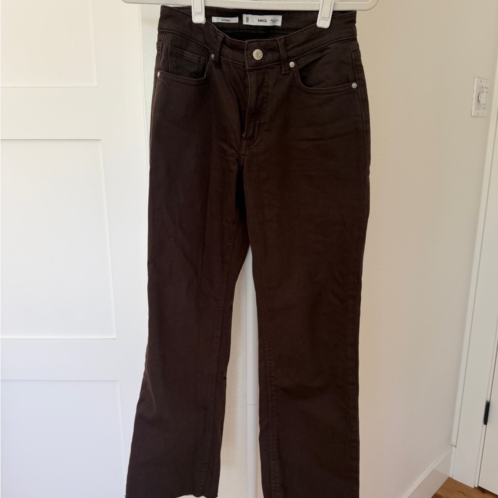 Mango Sienna Dark Brown Straight-Leg Jeans